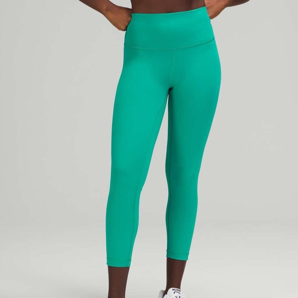 Lululemon Wunder Train High Rise Leggings 24" Green Size 6 Gym Pilates Yoga